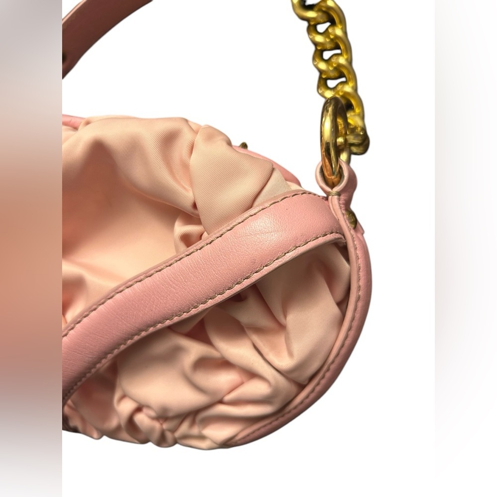 Juicy Couture Pink Ruched Pleated Nylon Gold Chain Handle Vintage Purse Handbag - Picture 10 of 16